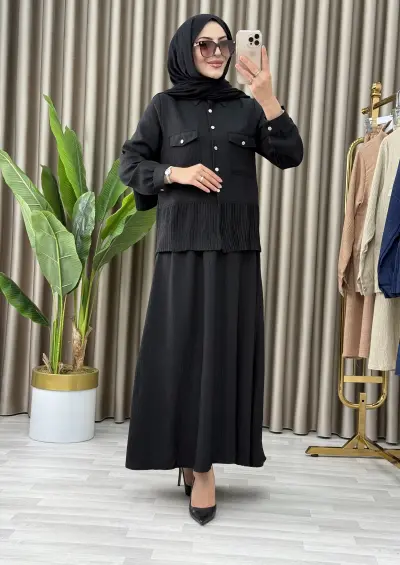 2'LI ETEKLİ KETEN MERCAN TAKIM 